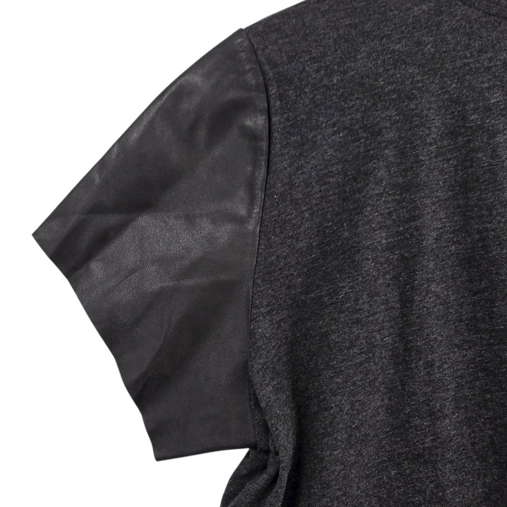 Vince Womens S Black Lamb Leather Sleeve T Shirt - Picture 5 of 12